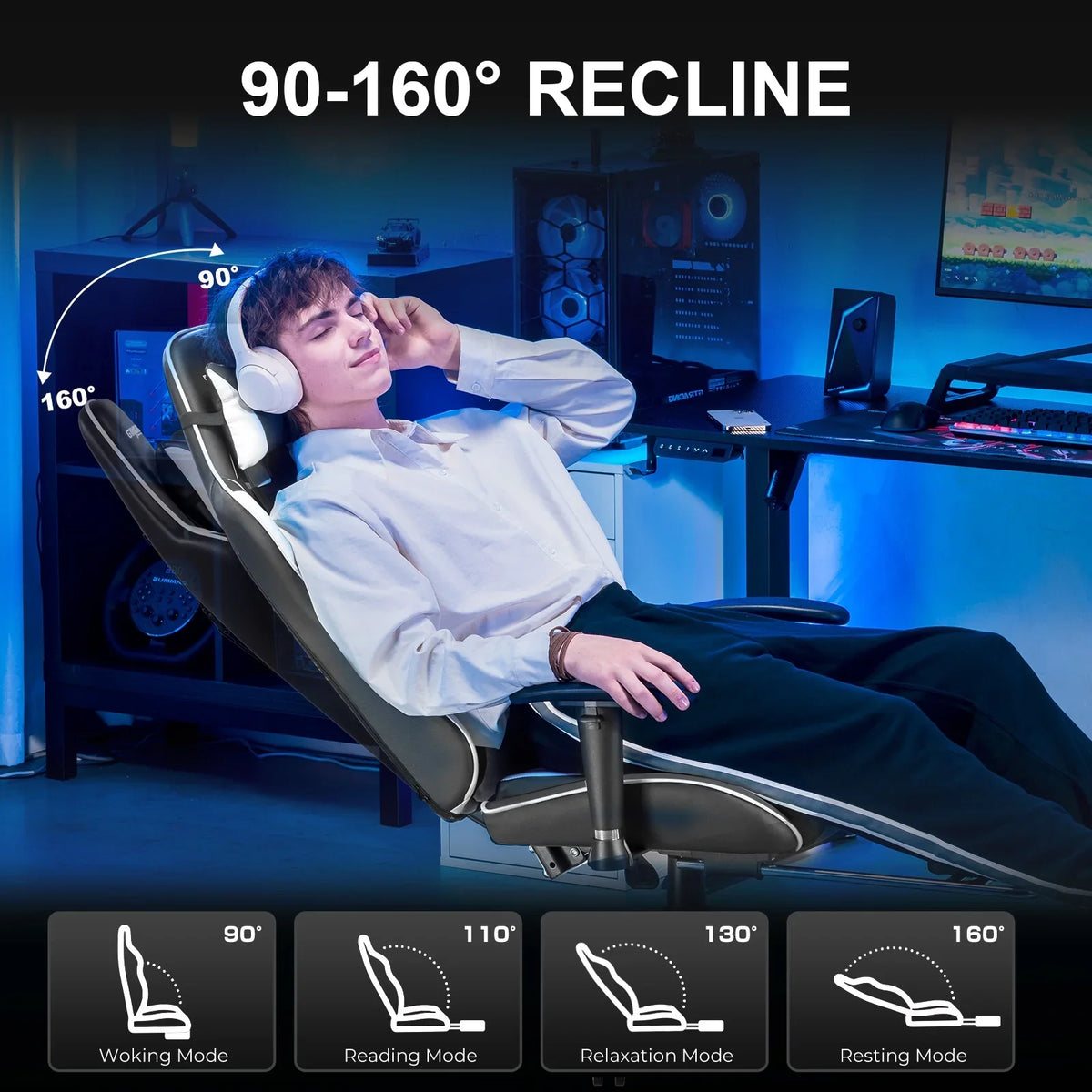 2026 NewGTRACING Gaming Chair, Ergonomic Office Desk Chair with Lumbar Support, PU Leather, Footrest & Adjustable Headrest, Red