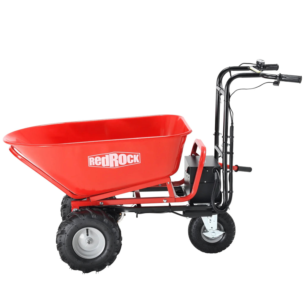 2026 NewRedRock Wheelbarrow Utility Cart Electric Powered Cart 48V28Ah 500W Capacity 500lbs (230kg) Material Debris Hauler 1000lbs Towing