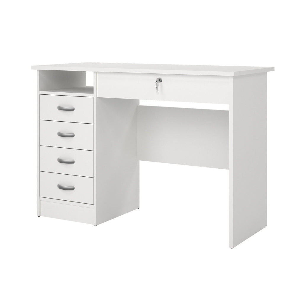2026 NewTvilum Walden 5 Drawer Office Desk with 1 Locking Drawer for Adults, White