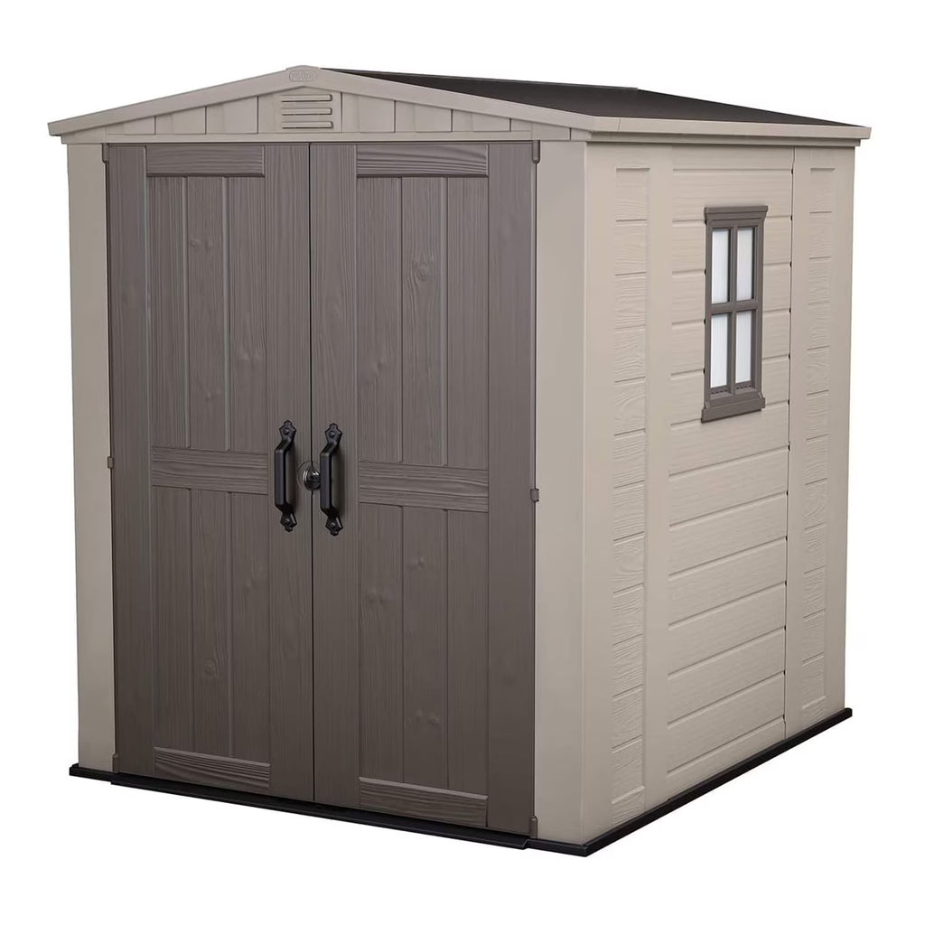 2026 NewKeter Factor 8 x 11 Foot All Weather Resin Outdoor Storage Shed, Taupe