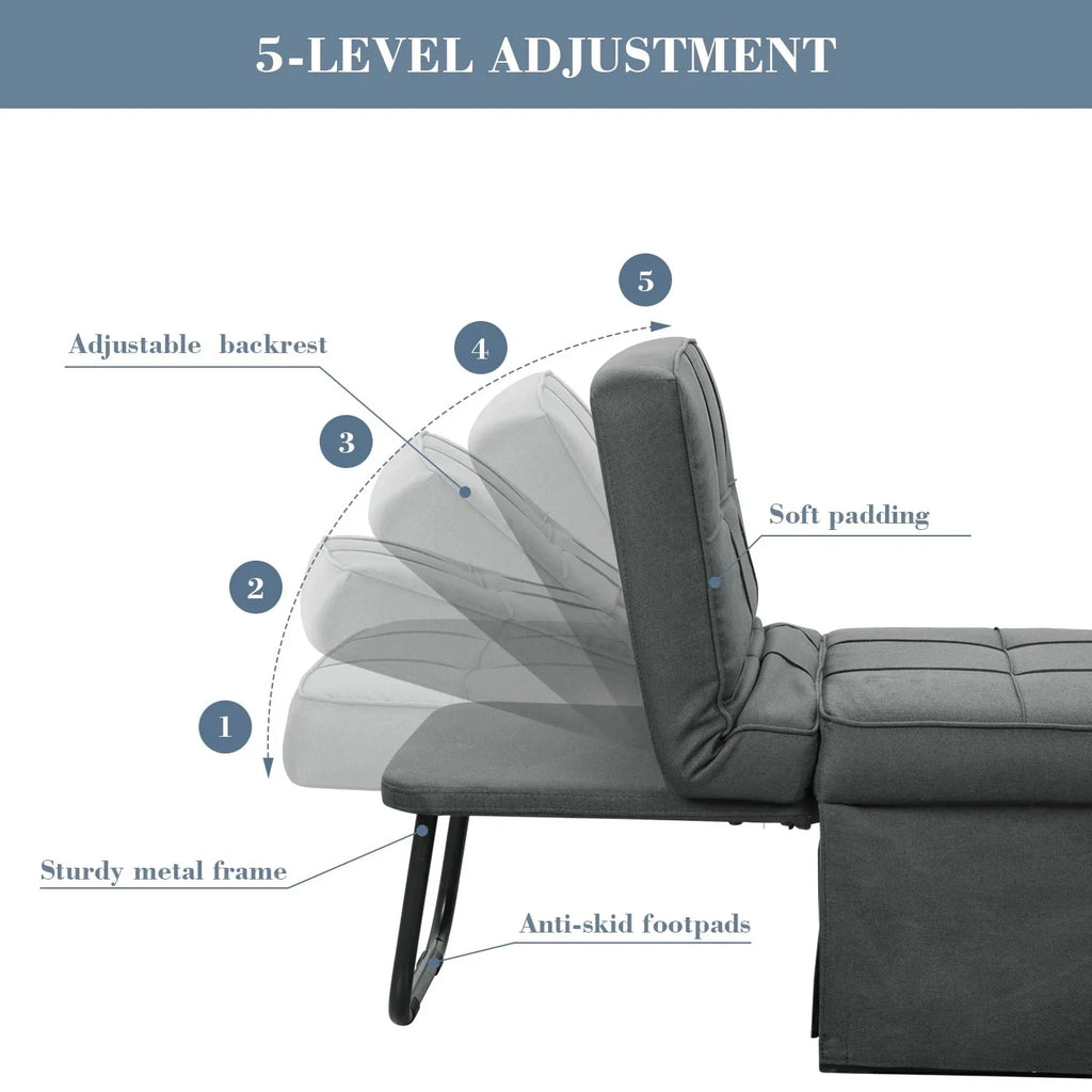 2026 NewAinfox Folding Sofa Bed, 4 in 1 Daybeds Ottoman Chair Lounge Couch for Guest Sleeper, Suitable for Modern Living Room, Bedroom, Small Single Size(Dark Grey)