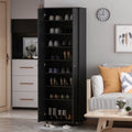 2026 NewKULAGAGA 2-Door Tall Shoes Storage Cabinet with Wheels, Modern 8-Tier Wood Shoe Rack Storage Organizer for Entryway Hallway Blcak
