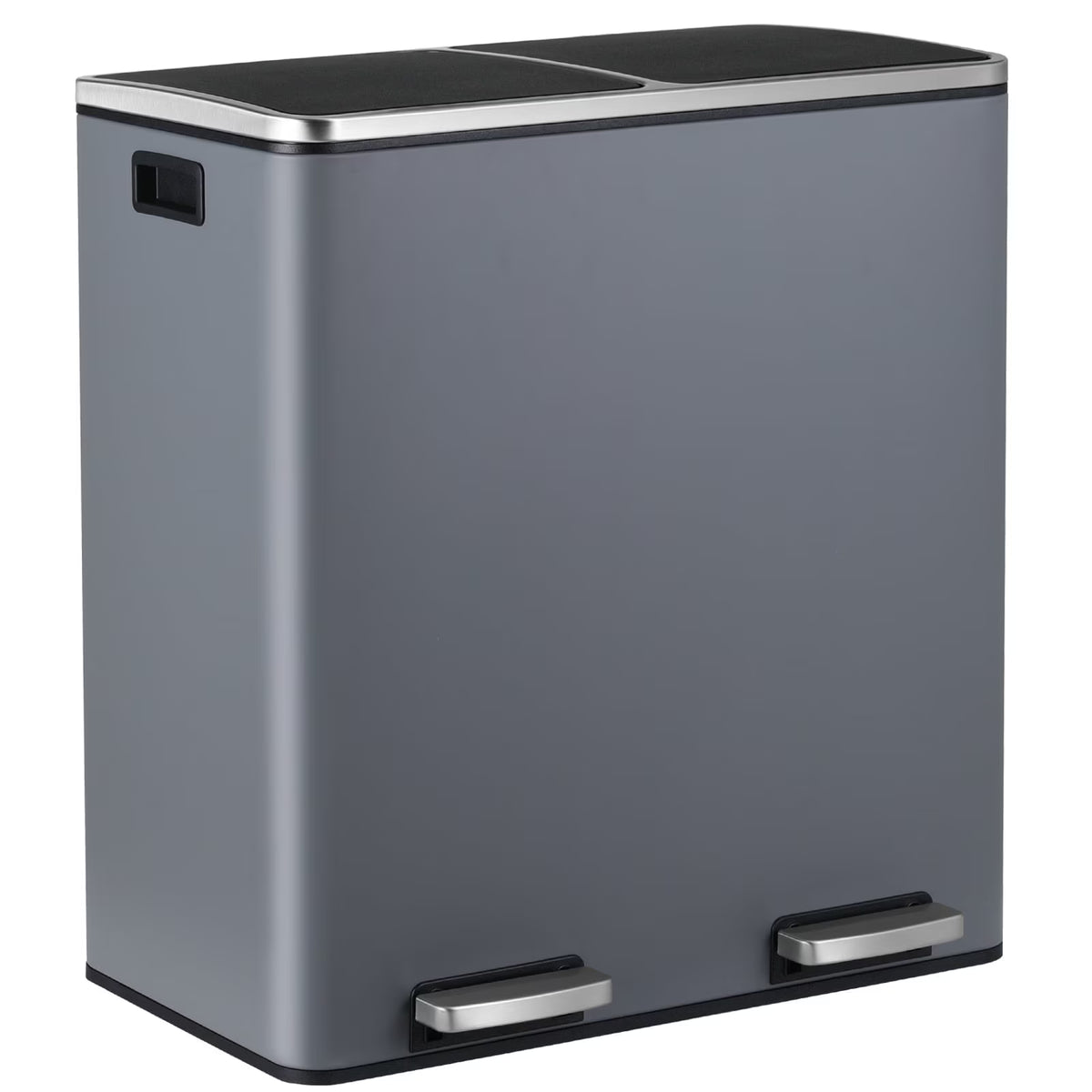 2026 NewLAZY BUDDY Dual Garbage Can, Stainless Steel 16 Gallon Step Kitchen Trash Can with Soft-Close Lid, Double Compartment Garbage Recycling Bin
