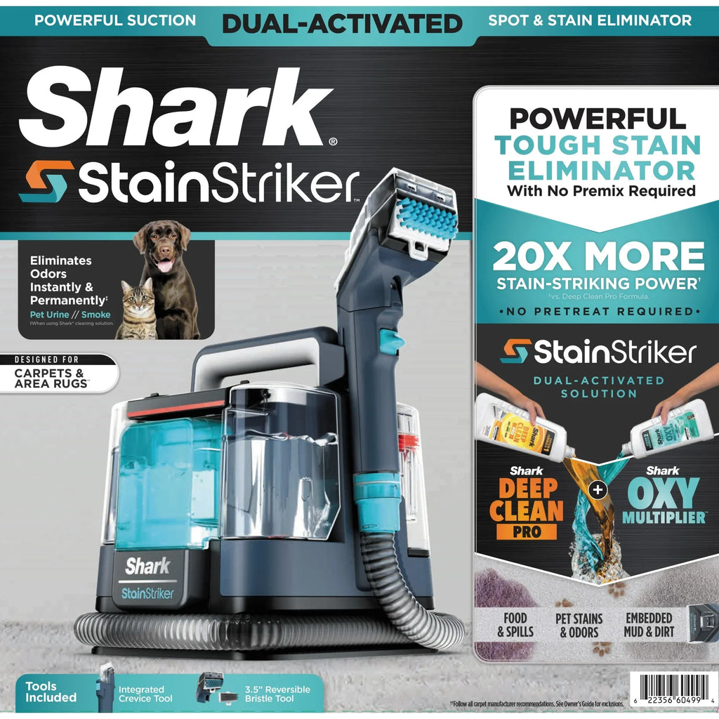2026 NewShark StainStriker Carpet and Upholstery Cleaner, Portable with 2 Tools, 6oz Deep Clean Pro Formula and 12oz OXY Multiplier Formula, PX200 Navy/White