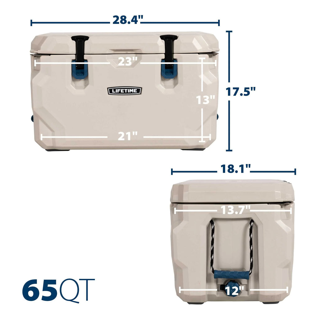 Lifetime 65 qt Bear-Resistant Camping Cooler, Premium High Performance, Ice Retention, Hard Cooler, 75 Can Capacity, Arctic White (90997)