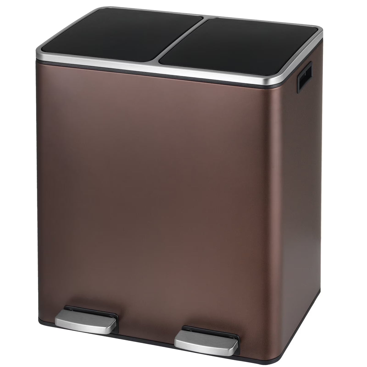 2026 NewLAZY BUDDY Dual Garbage Can, Stainless Steel 16 Gallon Step Kitchen Trash Can with Soft-Close Lid, Double Compartment Garbage Recycling Bin