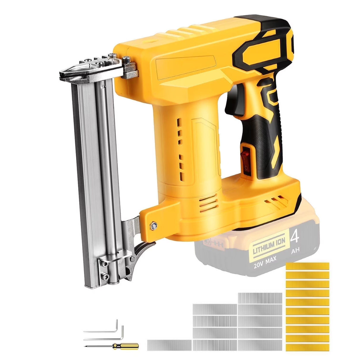 18 Gauge Brad Nailer Compatible with Dewalt 20V MAX Battery(NO Battery), Narrow Crown Stapler, 2 in 1 Cordless Nail Gun with 1000 Nails and 1000 Staples for Home Improvement, DIY and Woodworking