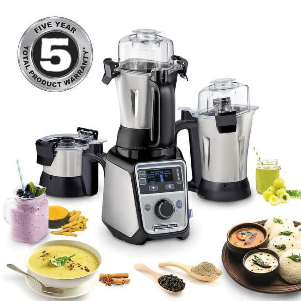2026 NewHamilton Beach Professional 2.2 HP 120V Juicer Mixer Grinder with 3 Stainless Steel Jars, 1.5 Liters, Model 58770
