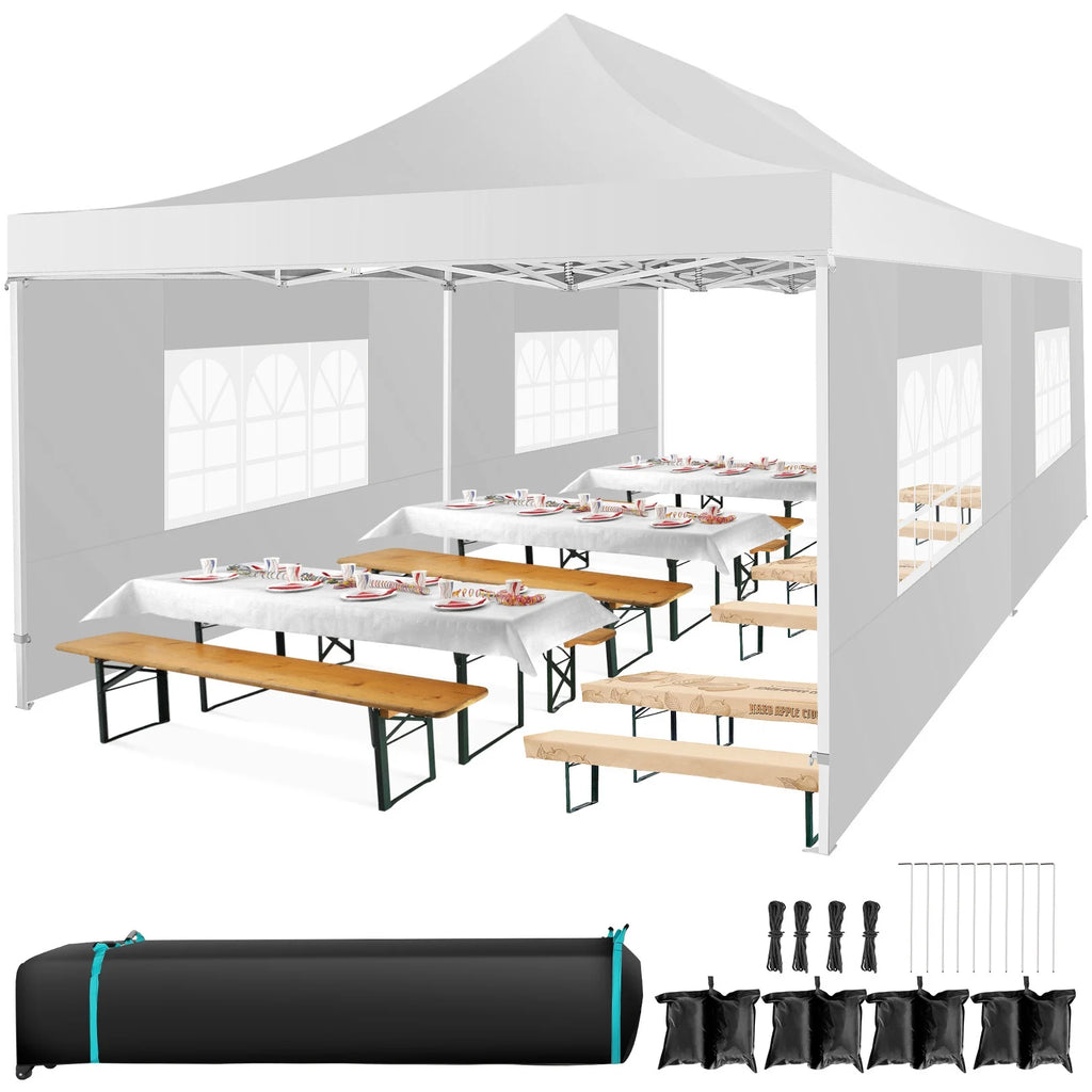 COBIZI 13x26 Heavy Duty Commercial Canopy Tent,Easy Pop Up Party Tent Gazebo,Outdoor Portable Party Canopy,Extra-large Size Space For Outside Wedding Gathering Activities,Waterproof&UPF 50+,White