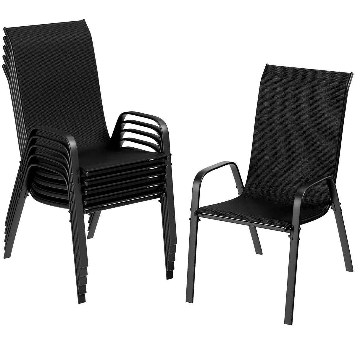 2026 NewPirecart Set of 4 Patio Dining Chairs, Textilene Outdoor Stacking Chairs for Poolside, Backyard, Garden