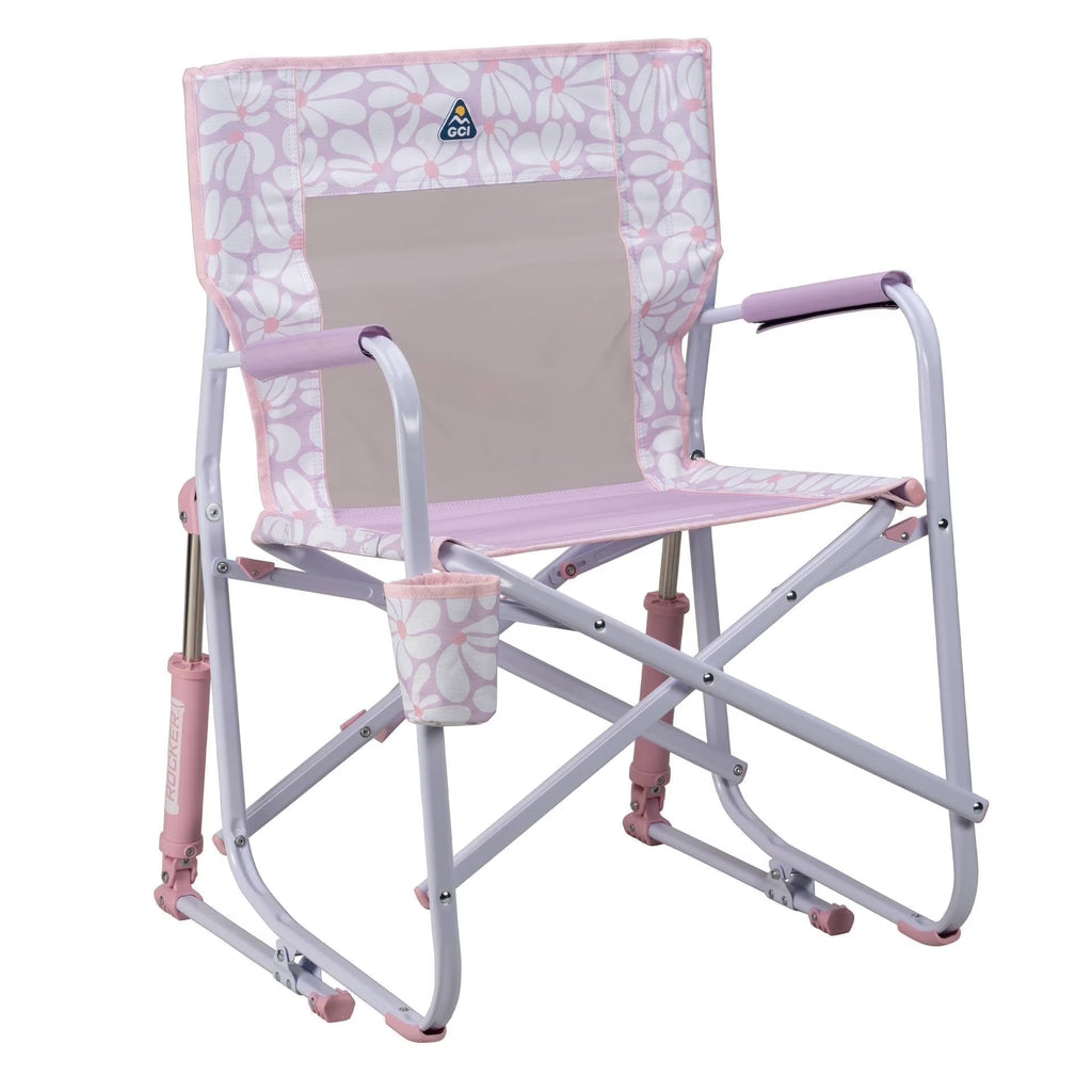 GCI Outdoor Freestyle Rocker Foldable Rocking Camp Chair, Purple Floral