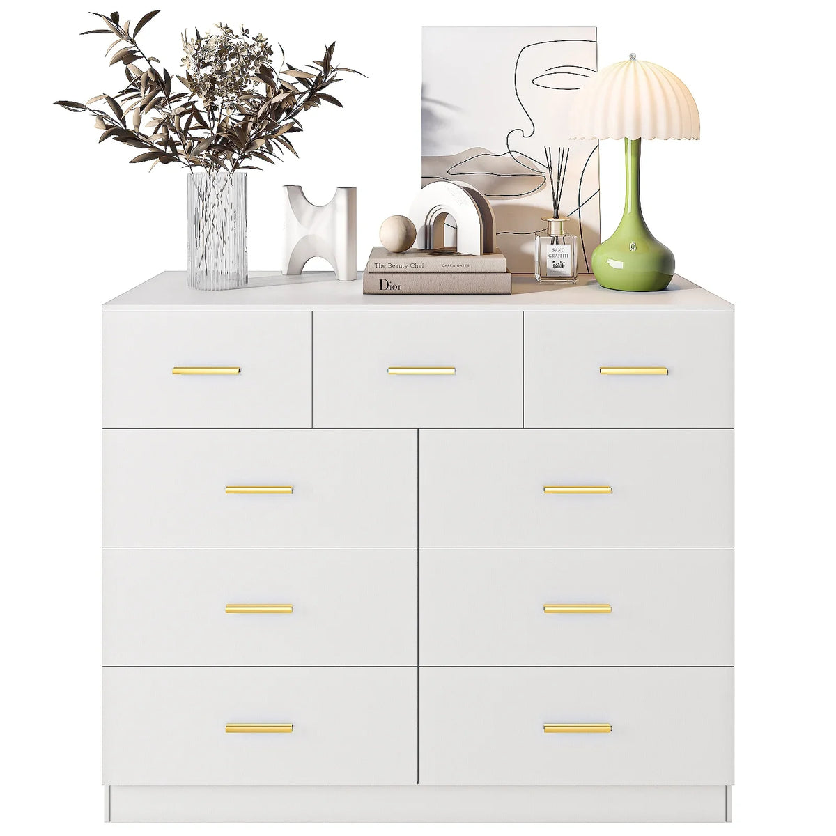 2026 NewKtaxon 6 Drawer Double Dresser Wood Dresser Storage Cabinet Drawer Organizer Chest Of Drawers, White
