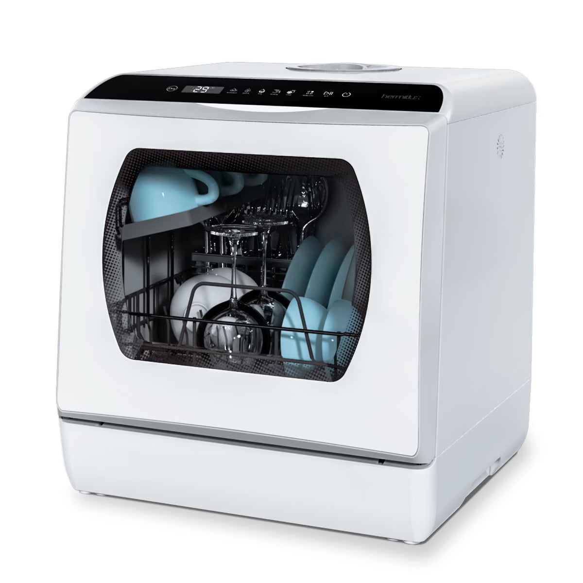 2026 NewHermitlux Portable Countertop Dishwasher, 5 Washing Programs, 5L Built-in Water Tank and Air-Dry Function, HMX-DW03
