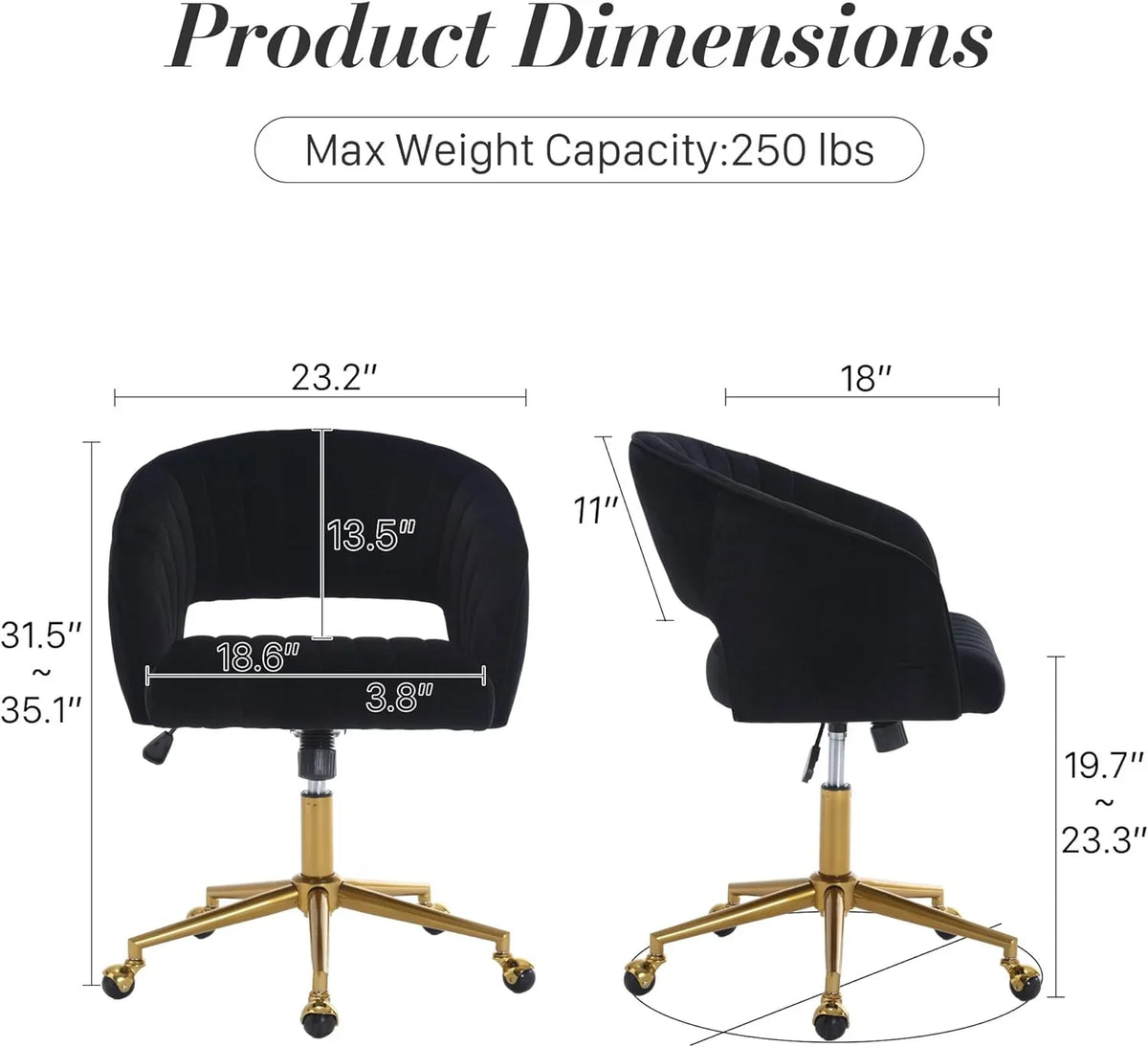 2026 NewHome Office Swivel Desk Chair, Modern Velvet Vanity Chair, Height Adjustable Armchair with Gold Base, Ergonomic Office Chair for Task Study Computer Room, Beige