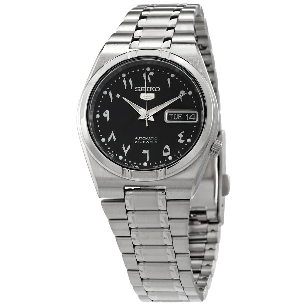 2026 NewSeiko 5 Automatic Black Arabic Dial Stainless Steel Men's Watch SNK063J5