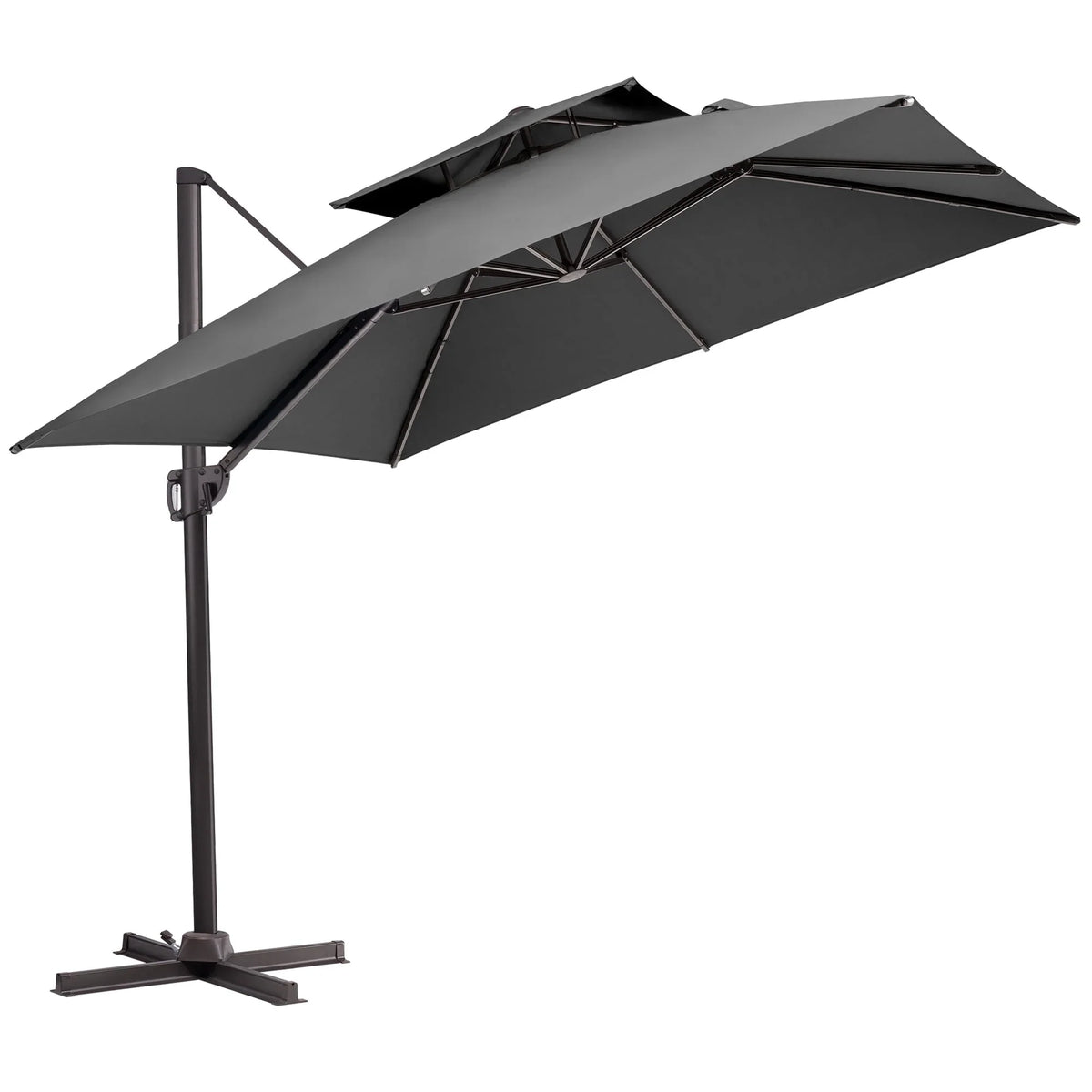 2026 NewPellebant 10 ft. x 10 ft. Square Double Top Patio Cantilever Umbrella, Navy Blue
