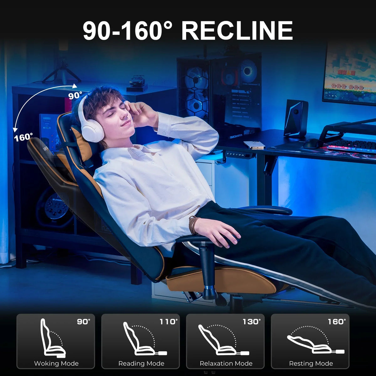 2026 NewGTRACING Gaming Chair, Ergonomic Office Desk Chair with Lumbar Support, PU Leather, Footrest & Adjustable Headrest, Red