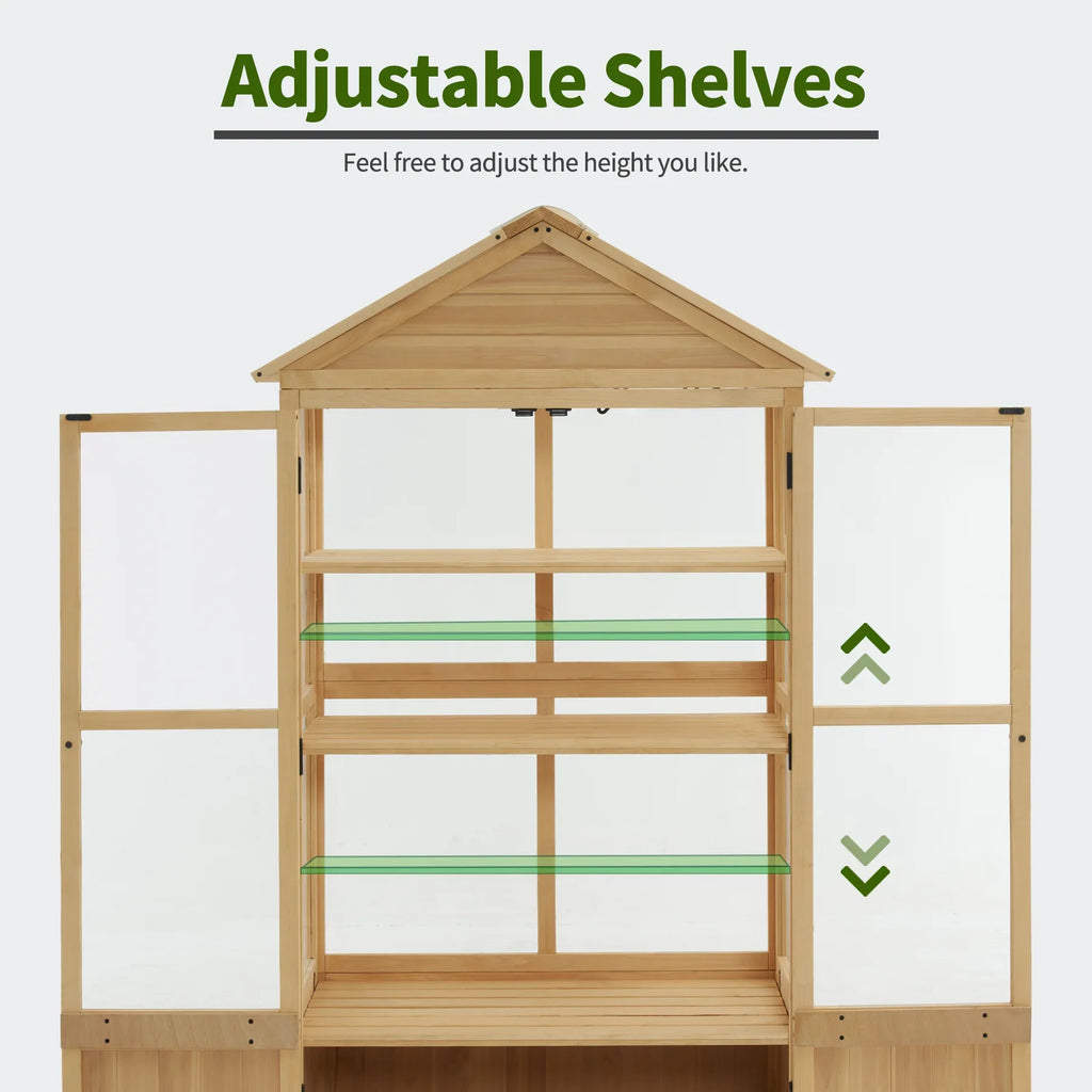 2026 NewMCombo Cold Frame Greenhouse, 3 tier Wooden Greenhouse Cabinet with Adjustable Shelf, Garden Cold Frame Shed for Outdoor Indoor Use, 0847