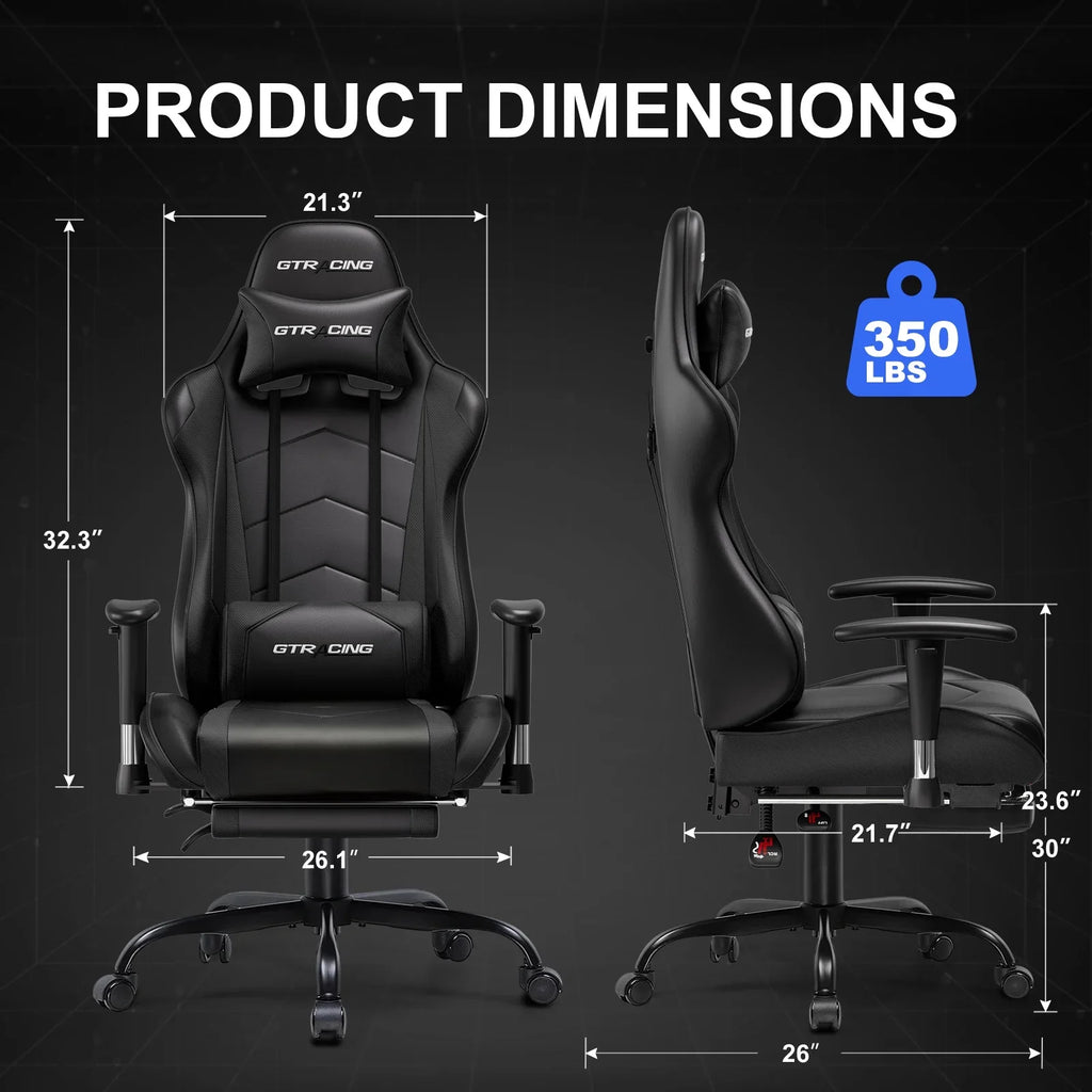2026 NewGTRACING Gaming Chair, Ergonomic Office Desk Chair with Lumbar Support, PU Leather, Footrest & Adjustable Headrest, Red