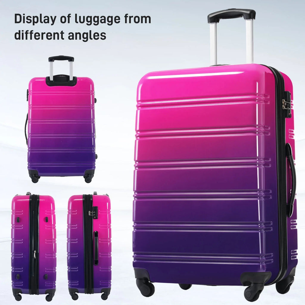 2026 New3 Piece Luggage Sets, Hard Shell Suitcase 20/24/28 Inches with TSA Lock and Spinner Wheels, Expandable Lightweight Travel Luggage for Men Women, Multicolor purple