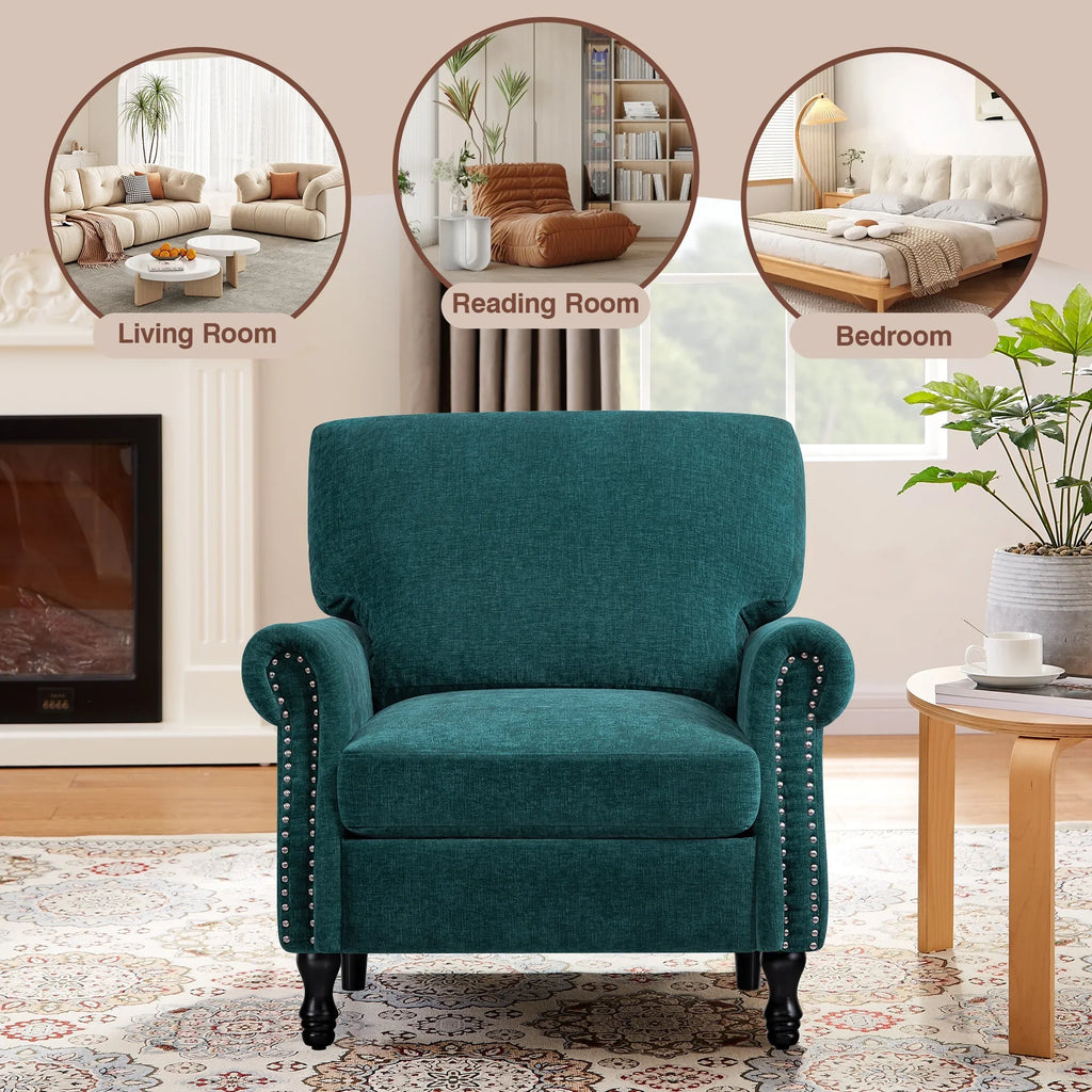 2026 NewCOOLHUT Modern Accent Chair Armchair, Linen Fabric Upholstered Comfy Single Sofa with Solid Wood Frame for Living Room, Gray