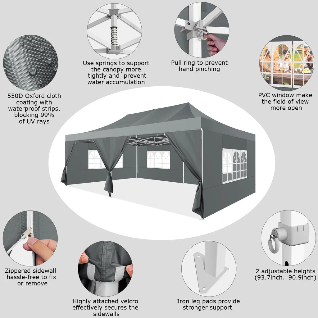 COBIZI 13x26 Heavy Duty Commercial Canopy Tent,Easy Pop Up Party Tent Gazebo,Outdoor Portable Party Canopy,Extra-large Size Space For Outside Wedding Gathering Activities,Waterproof&UPF 50+,White