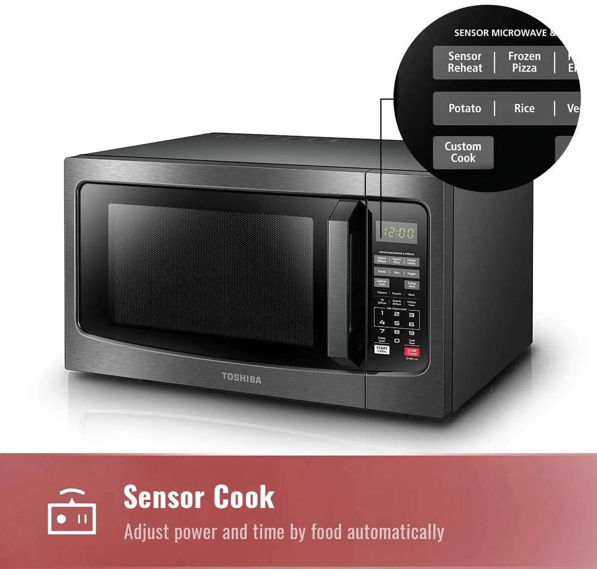 2026 NewToshiba 1.2 cu ft Countertop Microwave Ovens in Stainless Steel