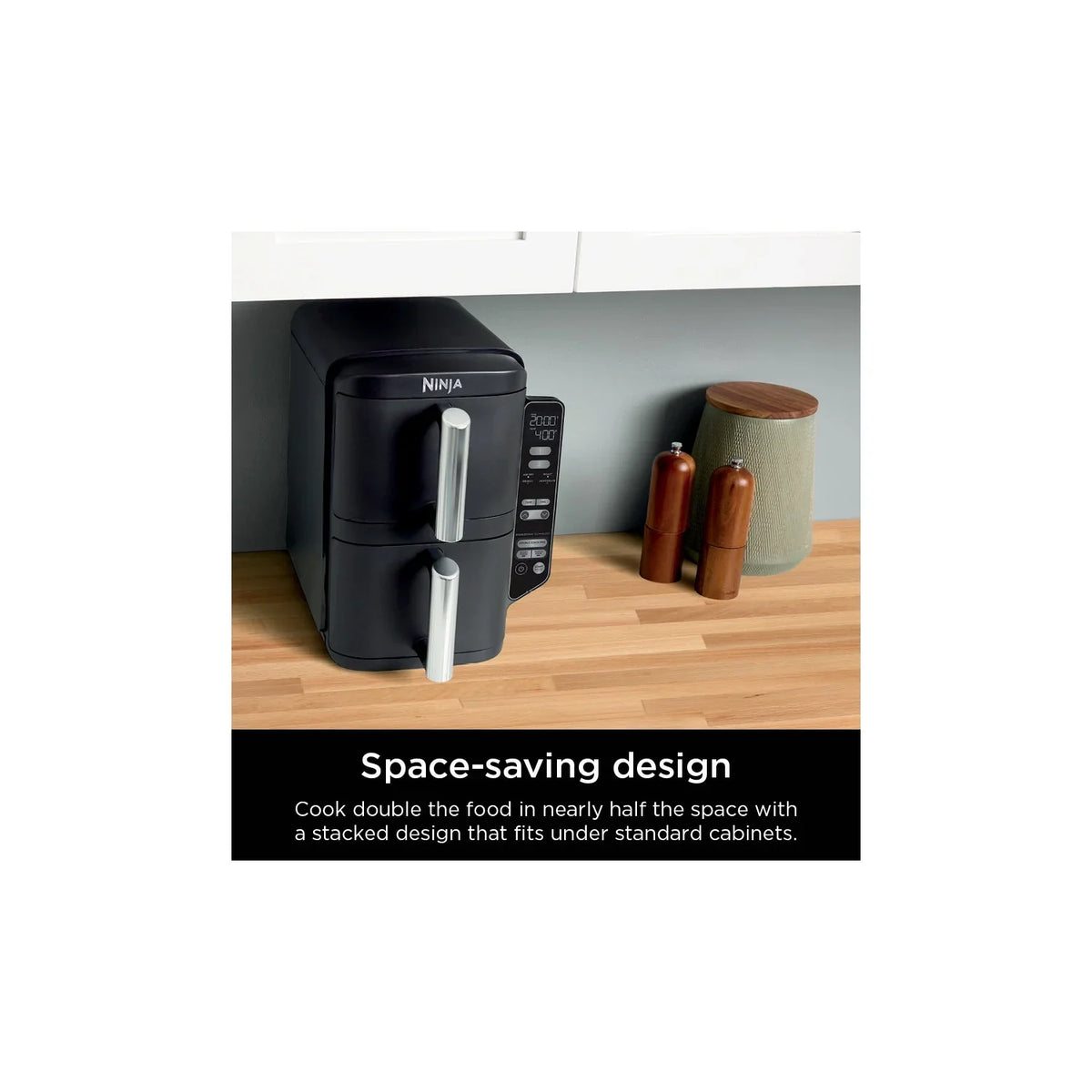 2026 NewNinja DoubleStack XL 2-Basket Air Fryer, DoubleStack Technology Cooks 4 Foods at Once, Space Saving Design, 10 QT, 4-in-1, Smart Finish & Match Cook, SL400
