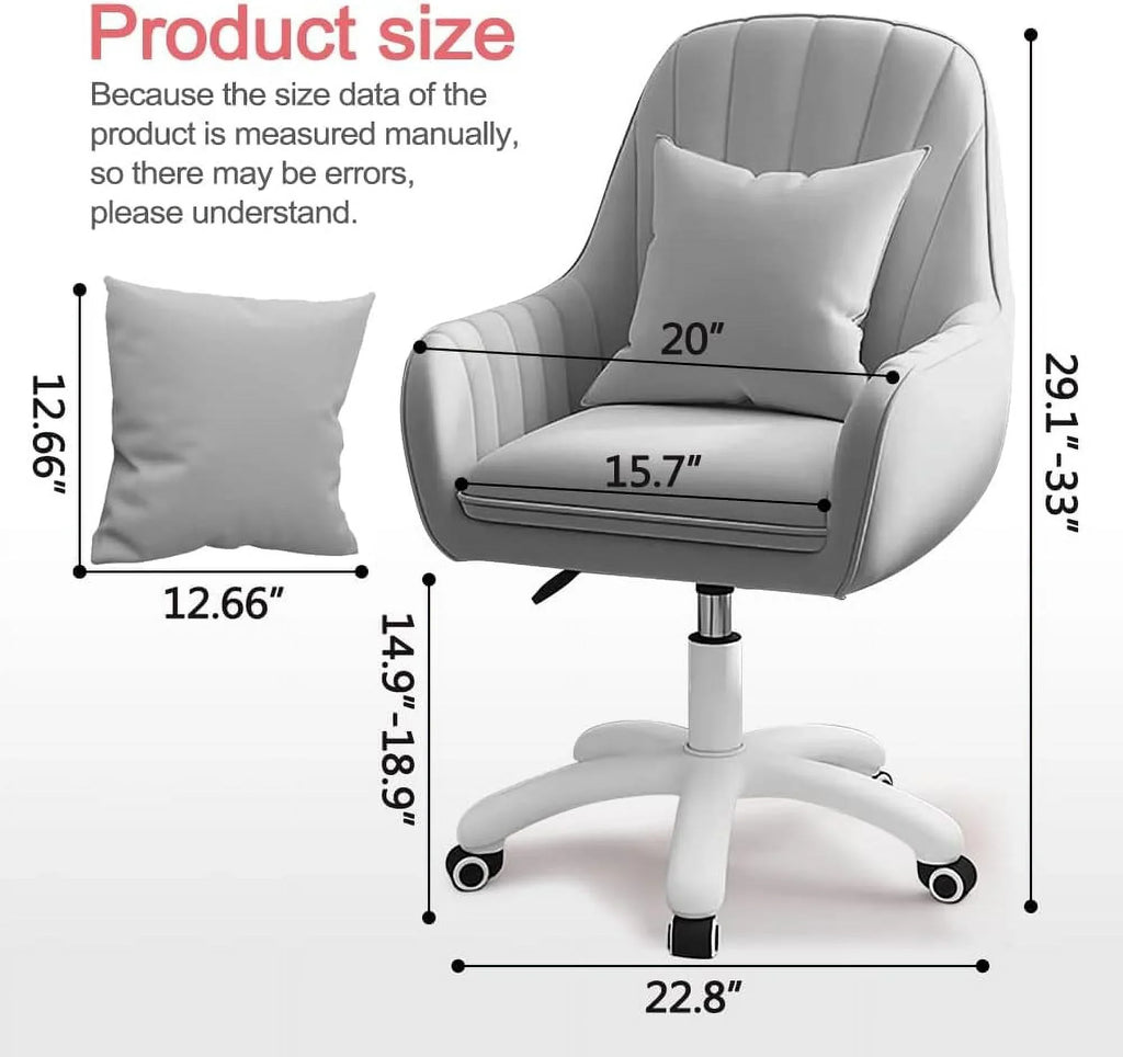 2026 NewHome Office Chair Computer Chair with Mid-Back Upholstered Modern Tufted Computer Task Chair Swivel Height Adjustable Velvet Accent Chair."White"