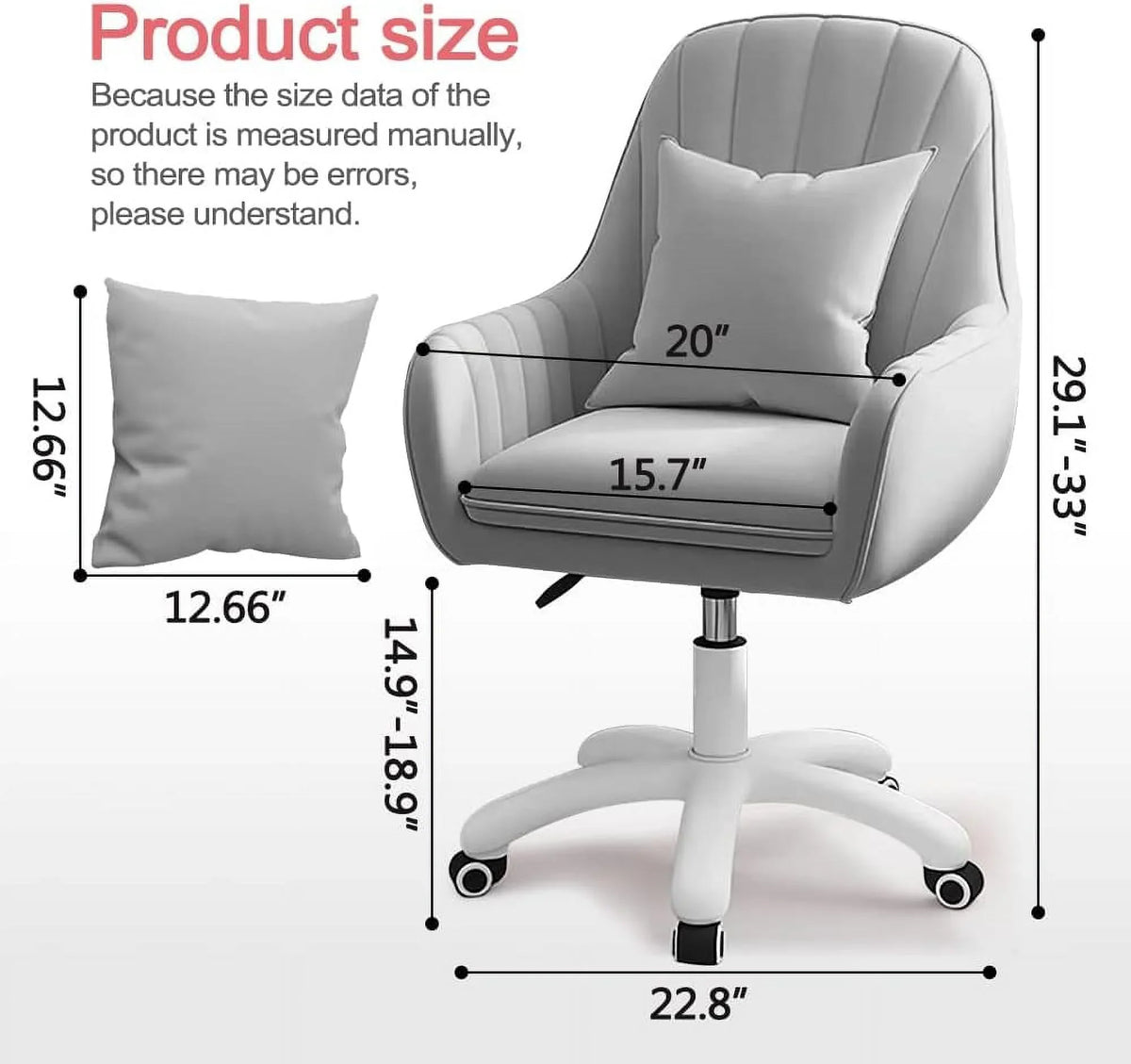 2026 NewHome Office Chair Computer Chair with Mid-Back Upholstered Modern Tufted Computer Task Chair Swivel Height Adjustable Velvet Accent Chair."White"