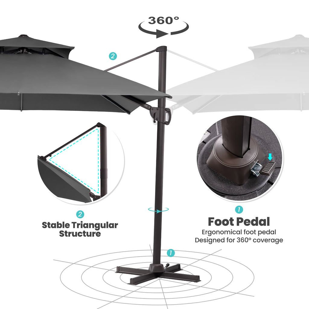 2026 NewPellebant 10 ft. x 10 ft. Square Double Top Patio Cantilever Umbrella, Navy Blue