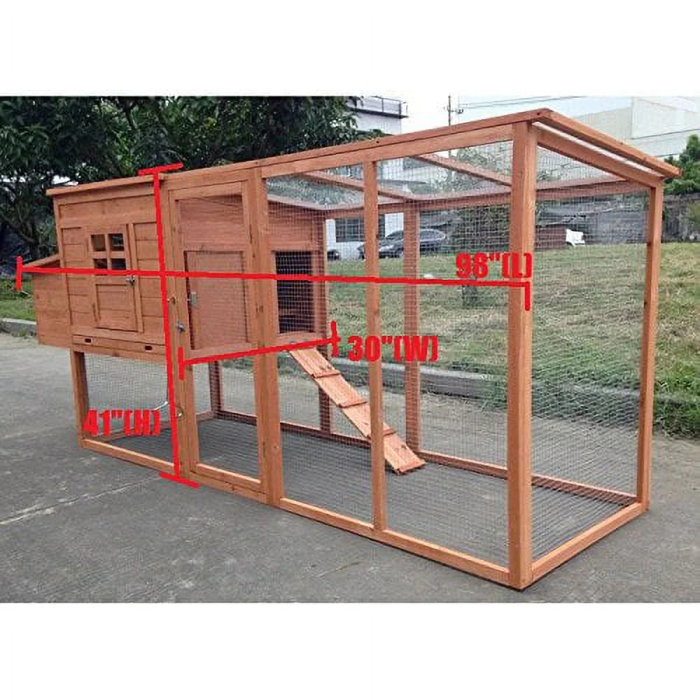 2026 NewChicken Coop Large 95" Deluxe Solid wood Hen Chicken Cage House Coop Huge with Run nesting box