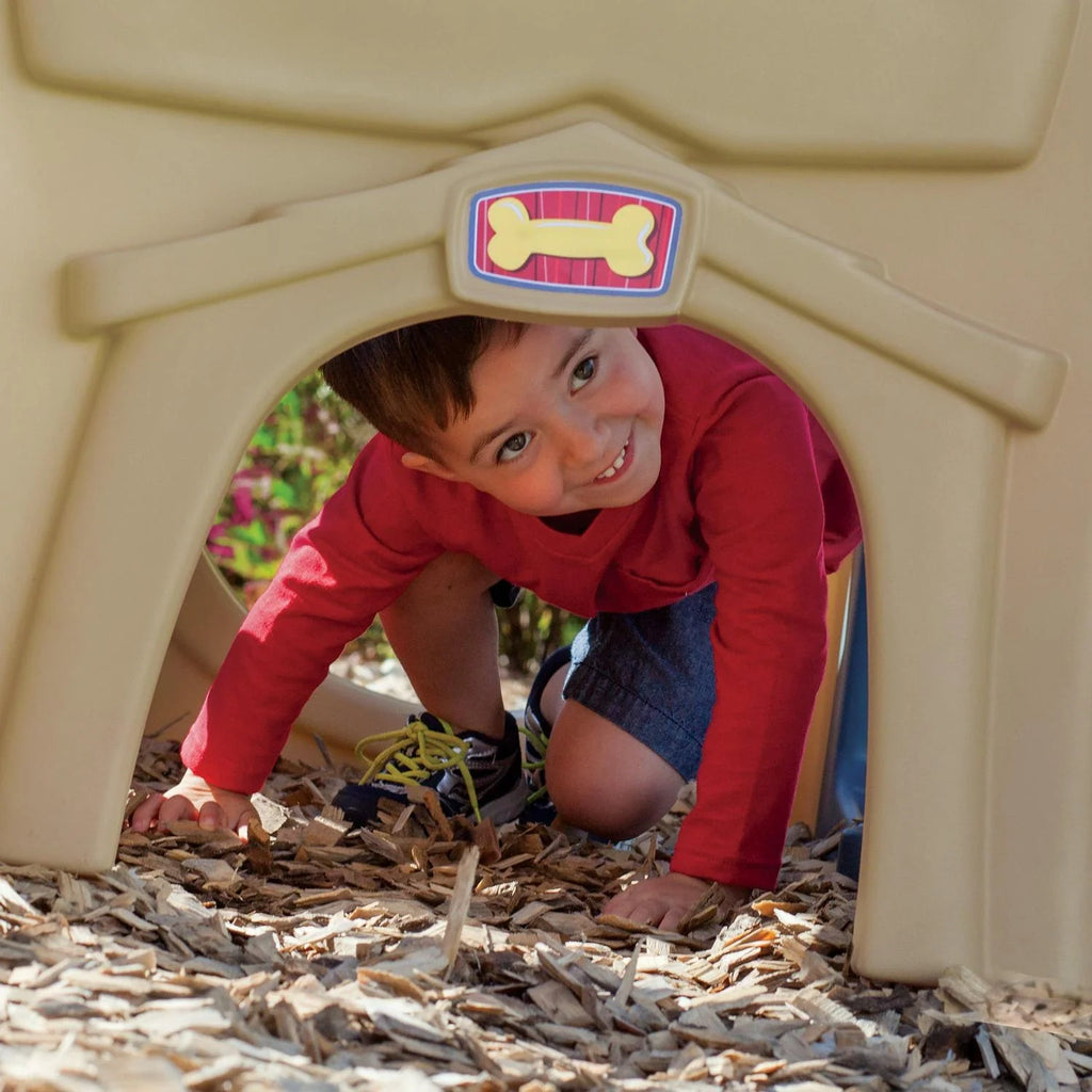 2026 NewStep2 Neighborhood Fun Center Brown Playhouse with Slide Plastic Kids Outdoor Toys