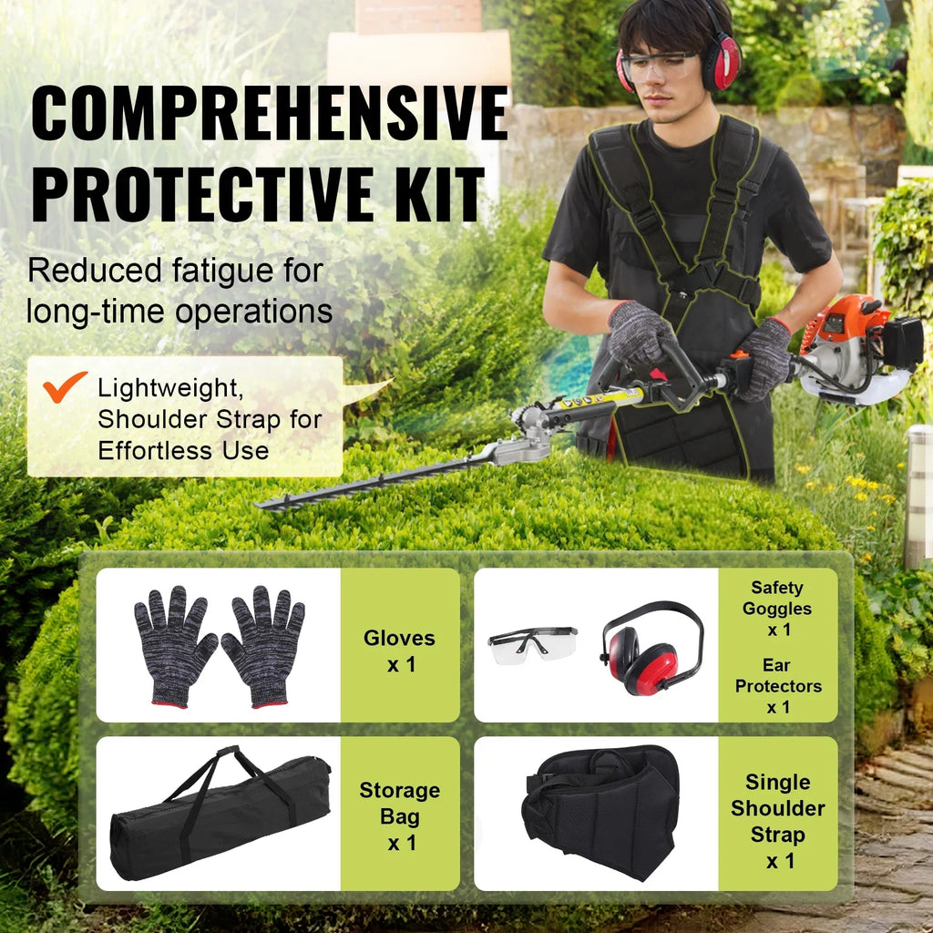 2026 NewVEVOR 26CC 5-in-1 Multi-Functional Trimming Tools, Gas Hedge Trimmer, Weed Eater, String Trimmer, Edger, Pole Saw Chainsaw Pruner with Extension Pole