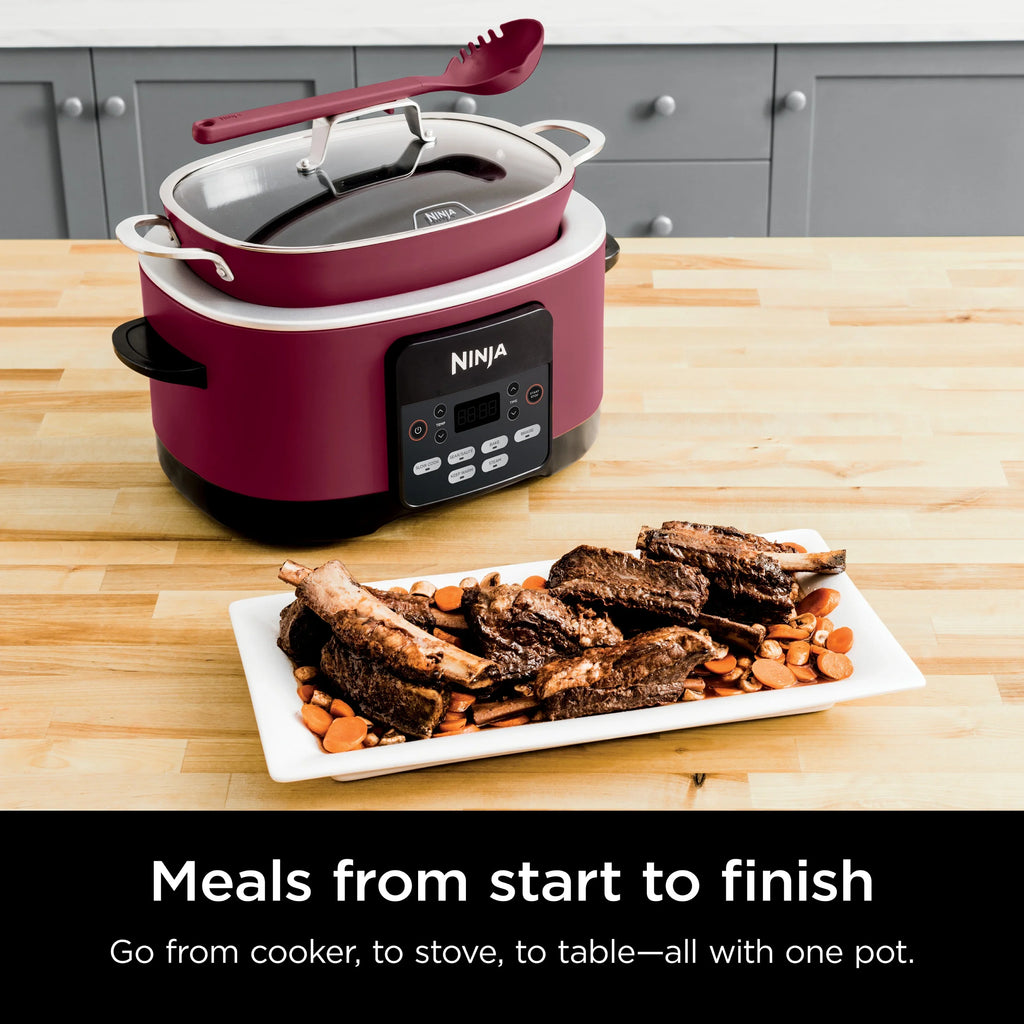 2026 NewNinja Foodi Possible Cooker, 8.5 Quart, 6-in-1 Multi-Cooker, Slow Cooker, Steamer, Glass Lid Integrated Cooking Utensil, Nonstick, Oven Safe Pot to 500°F, Cherry Tarte, MC1000WM