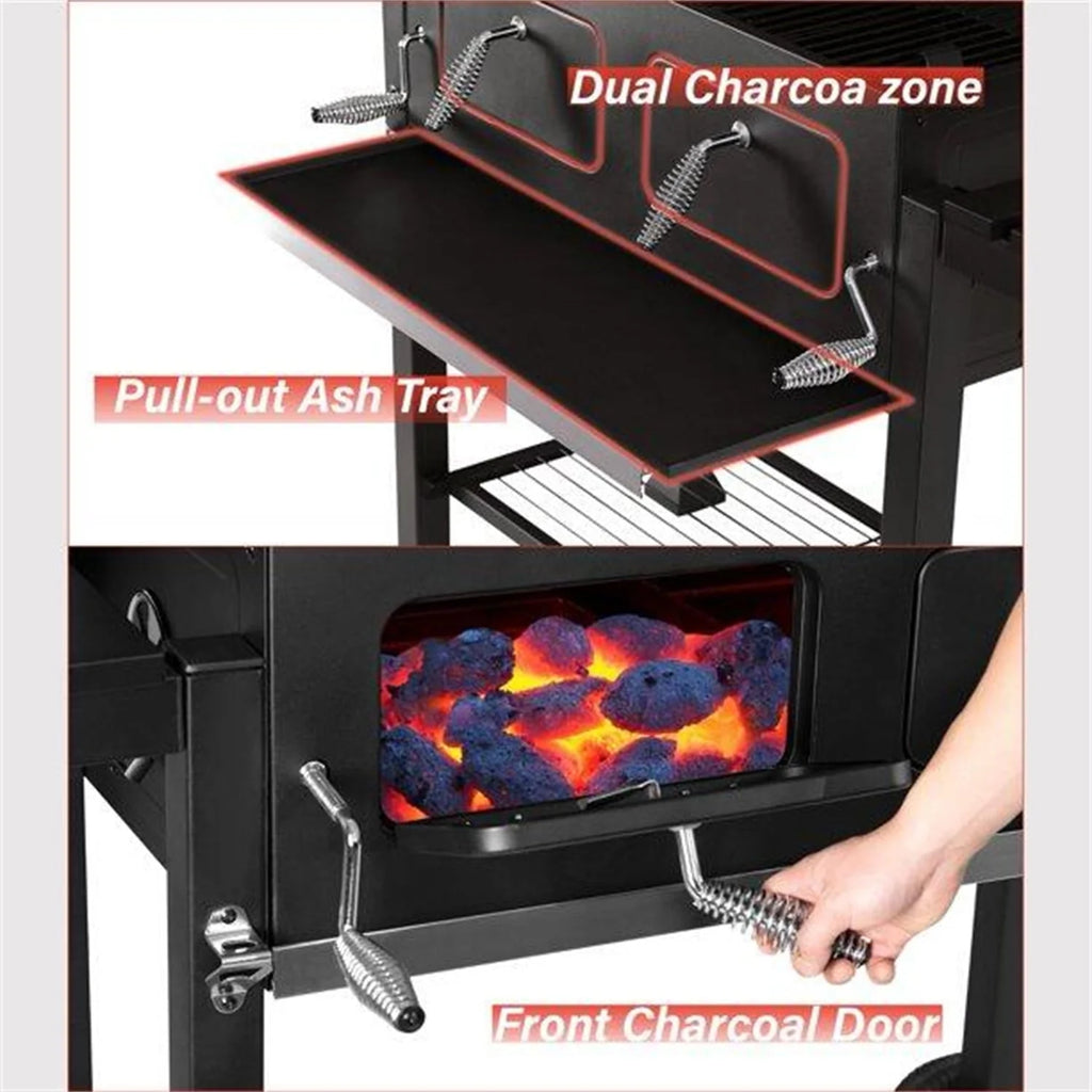 34'' Charcoal Grill Extra Large Portable BBQ Grill, Black