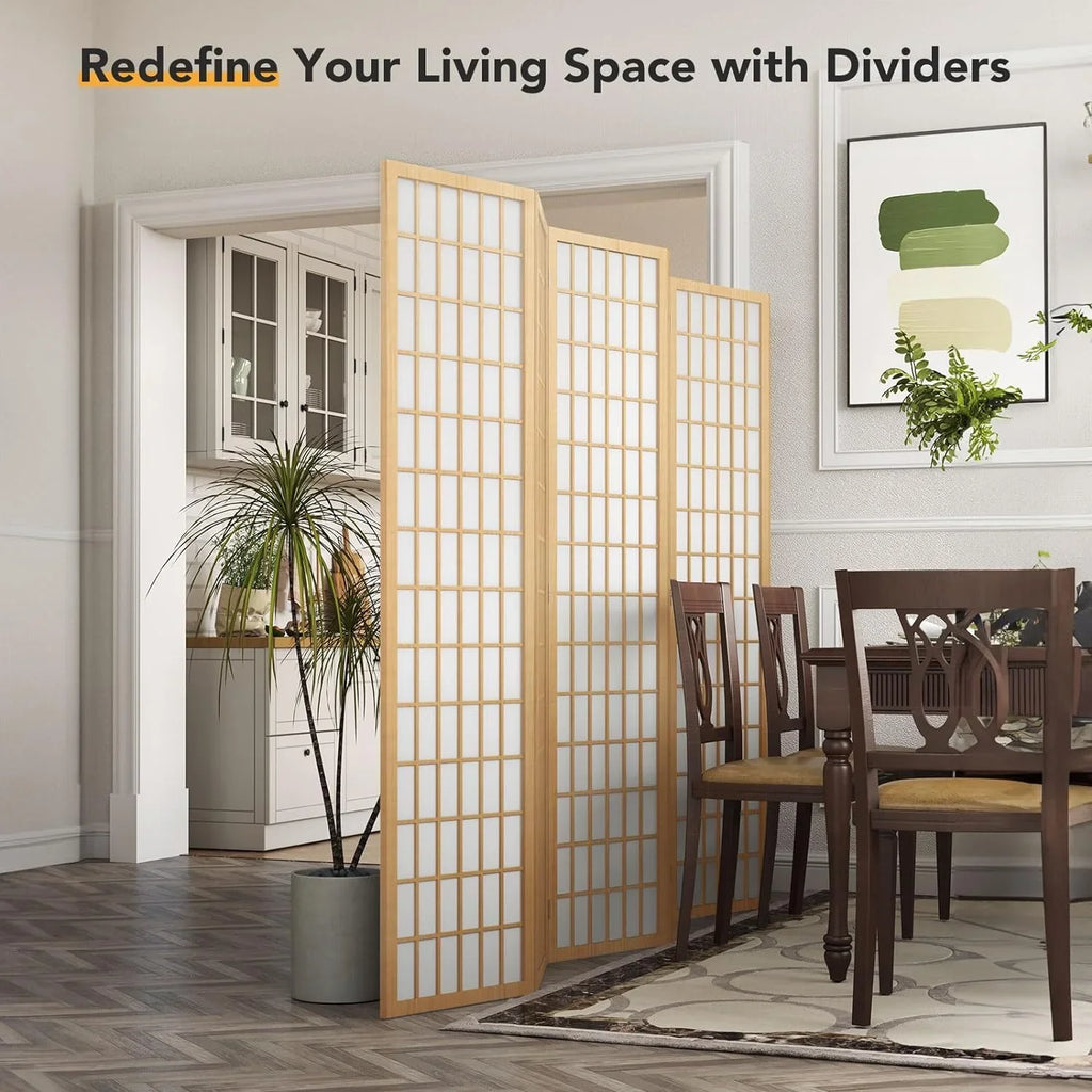 2026 NewJOSTYLE Room Divider Wall Shoji Screen, 6 Panel Folding Privacy Screen for Room Separation, Japanese Wood Room Divider Screen, 5.9 Ft, Natural