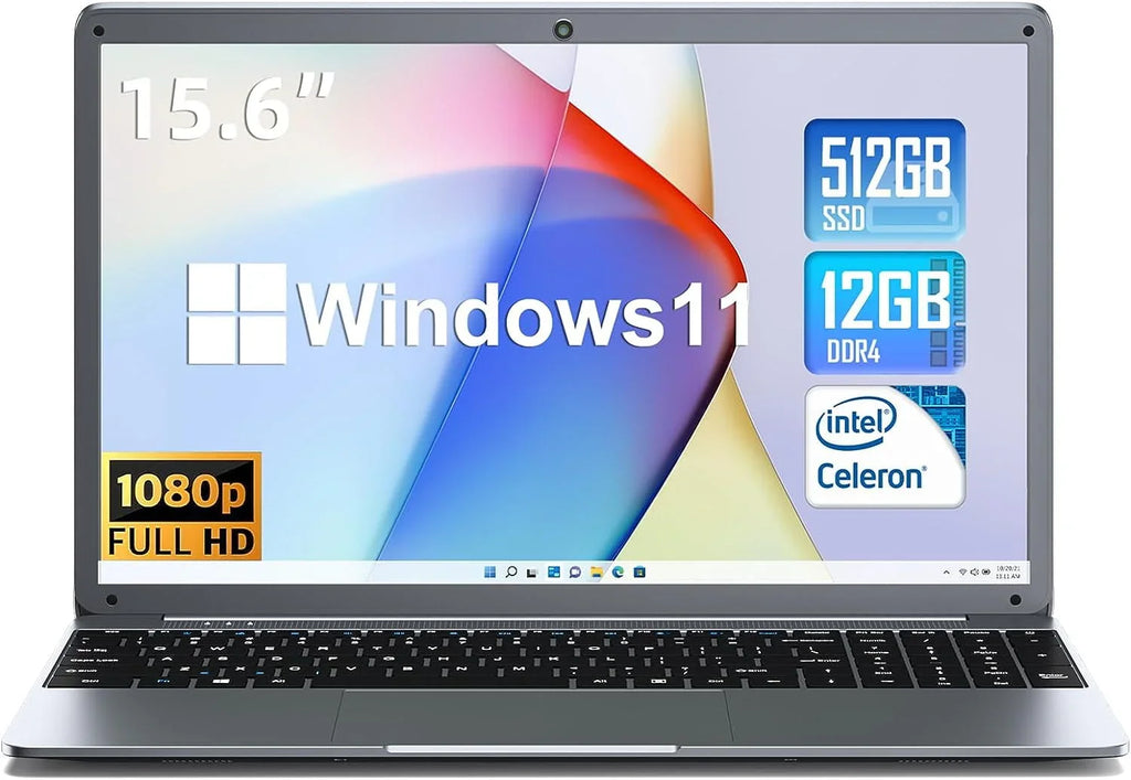 2026 NewSGIN 15.6inch Laptop 12GB DDR4 512GB SSD Windows 11 with Intel Celeron N5095A Full HD 1920x1080