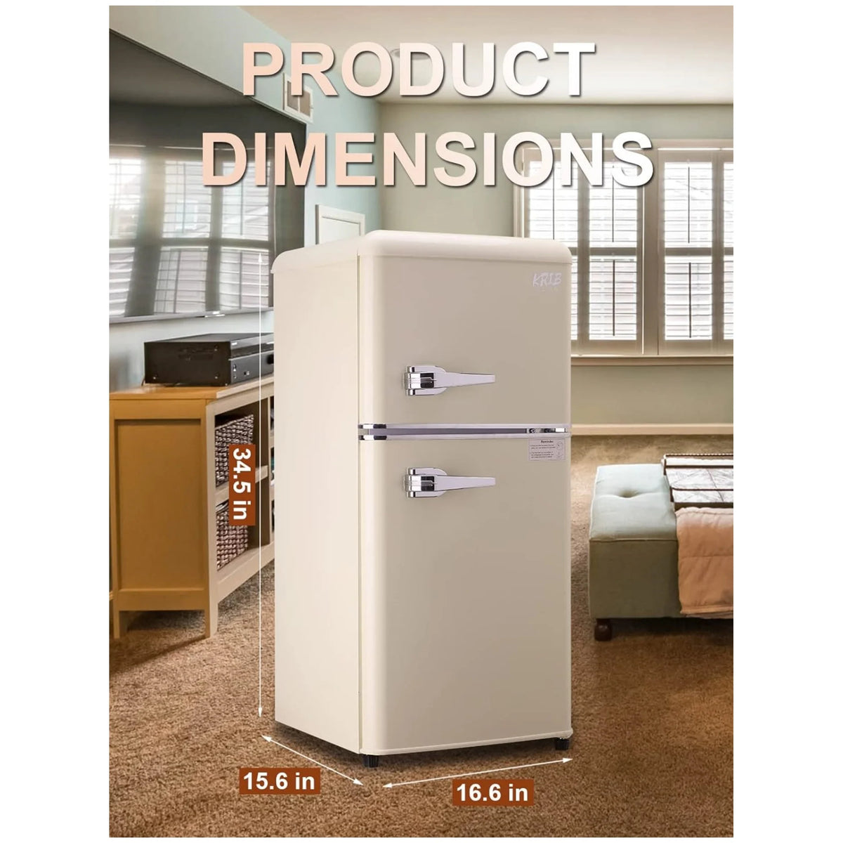 3.5 Cu.Ft Compact Mini Fridge with Freezer, 2-Door Small Refrigerator with 7-Level Thermostat & Removable Shelves for Kitchen, Dorm, Apartment, Bar, Office-Black-