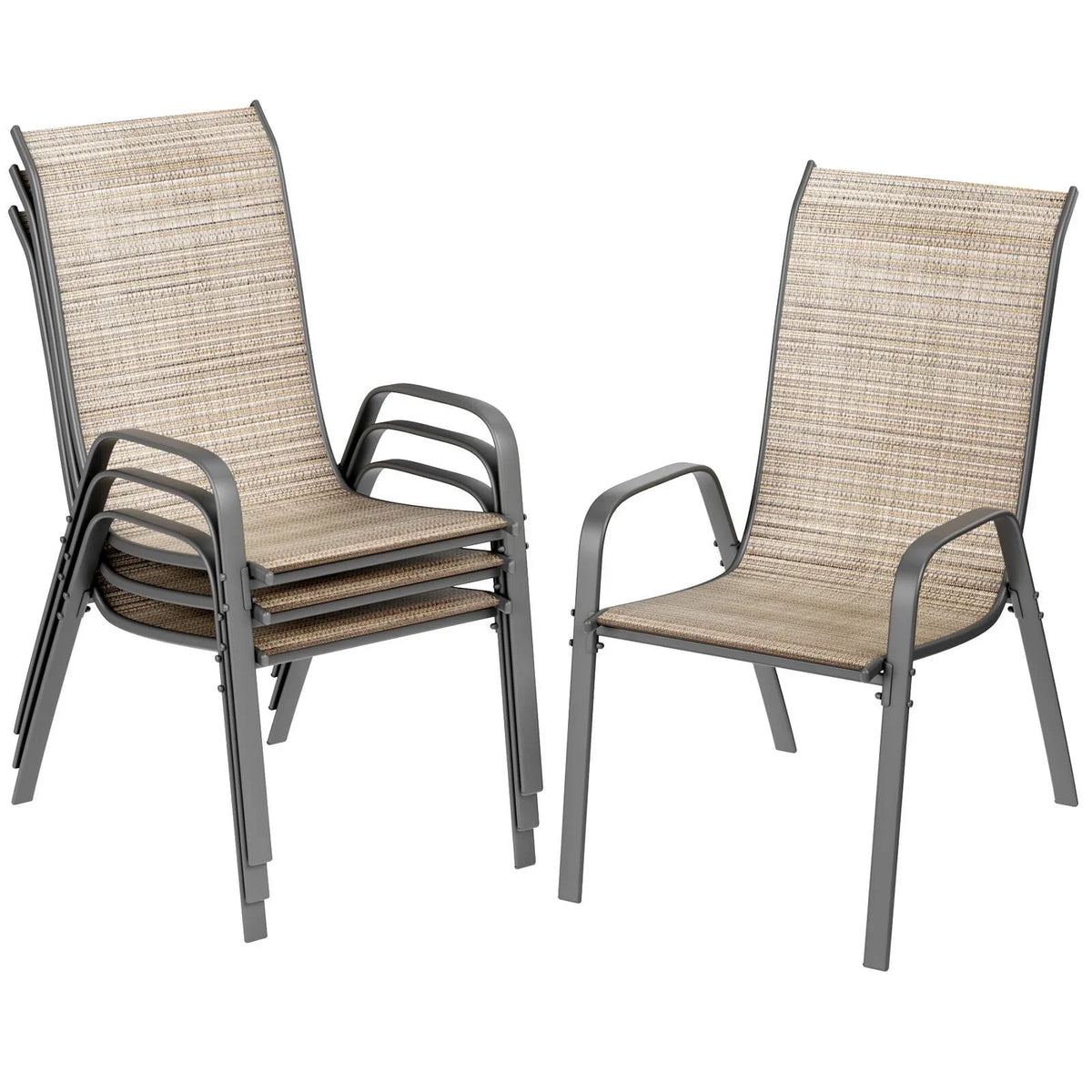 2026 NewPirecart Set of 4 Patio Dining Chairs, Textilene Outdoor Stacking Chairs for Poolside, Backyard, Garden