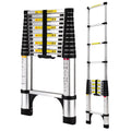2026 NewHBTower 12.5 FT Telescoping Ladder, Aluminum Lightweight Extension Ladder with 2 Triangle Stabilizers, Heavy Duty 330lbs Max Capacity, Multi-Purpose Collapsible Ladder for RV or Outdoor Work