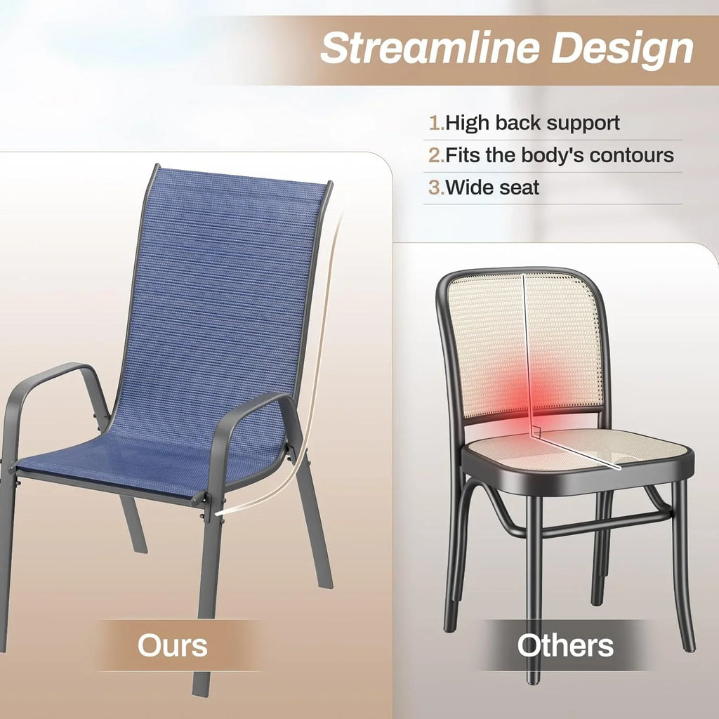 2026 NewPirecart Set of 4 Patio Dining Chairs, Textilene Outdoor Stacking Chairs for Poolside, Backyard, Garden