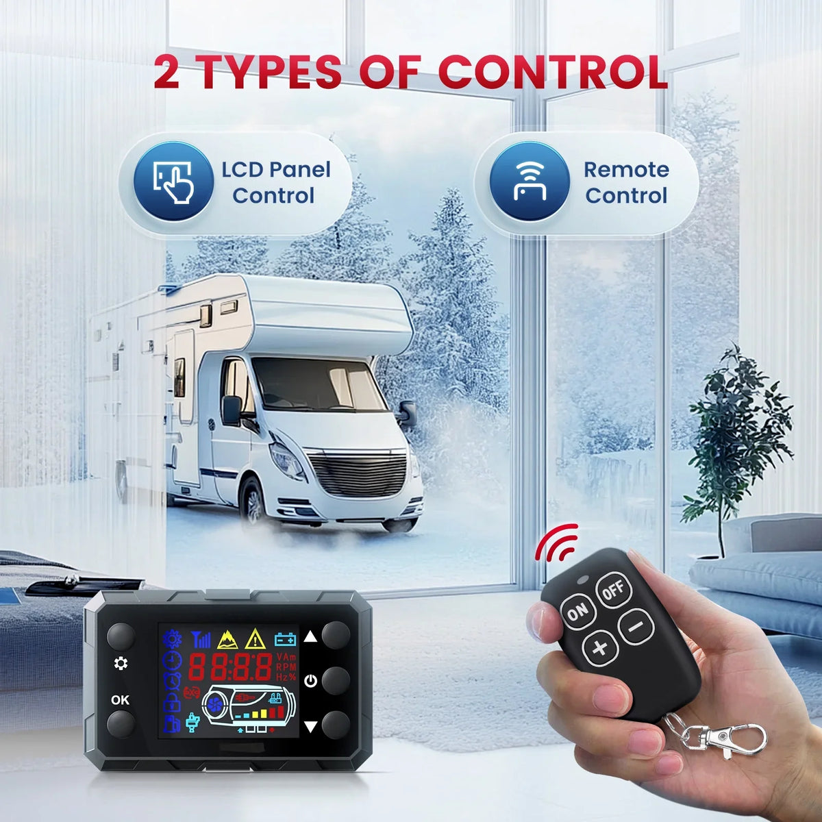 2026 NewHcalory Diesel Air Heater 8KW All in one Adjustable Parking Heater, 12V Thermostat with LCD Monitor,Parking Diesel Heaters 110V AC & 12V 24V DC for Car,RV,Truck,Boat,Motorhome