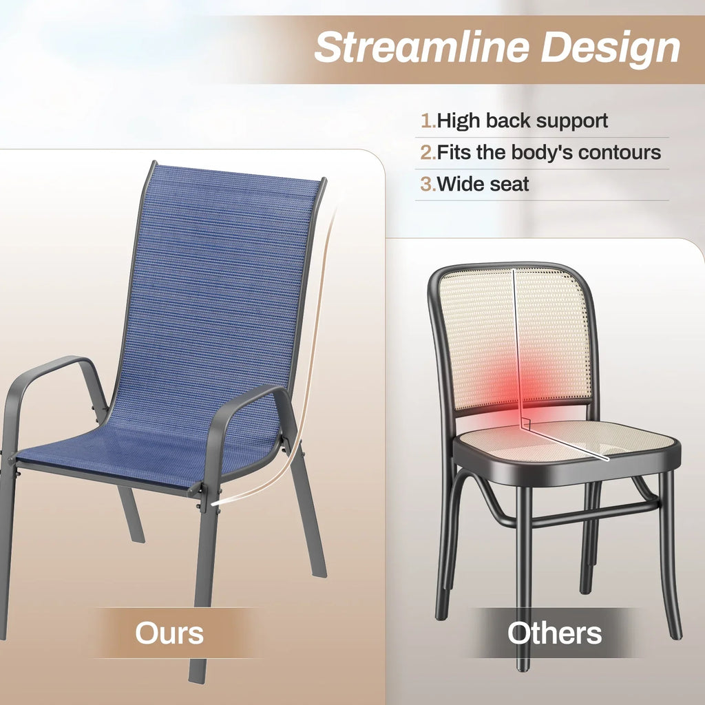2026 NewArlopu 8Pcs Patio Dining Chairs Outdoor Stackable Armrest Chairs for Lawn Garden Backyard