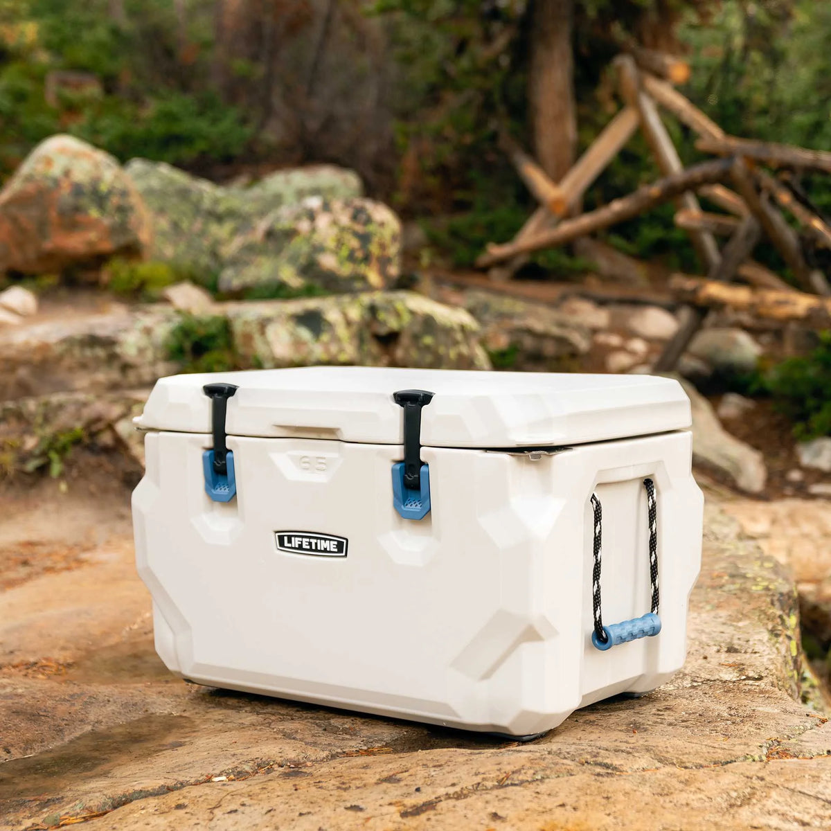 Lifetime 65 qt Bear-Resistant Camping Cooler, Premium High Performance, Ice Retention, Hard Cooler, 75 Can Capacity, Arctic White (90997)