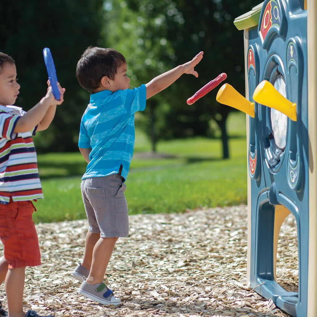 2026 NewStep2 Neighborhood Fun Center Brown Playhouse with Slide Plastic Kids Outdoor Toys