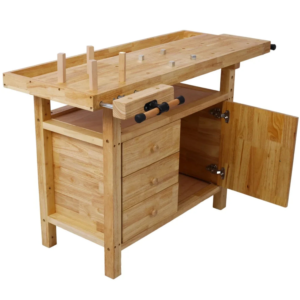 2026 NewWorkbench, Work Bench, Versatile and Functional Wooden Workstation, Work Table for Garage Workshop and Home, 55"L*24.5"W*33"H, Natural