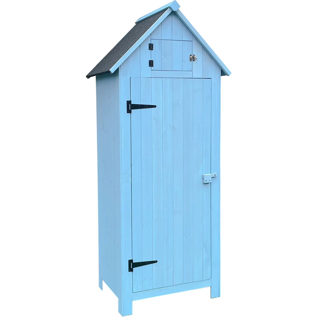 2026 NewHanover Sturdy Durable Waterproof Wood Outdoor Vertical Storage Shed, 70.40"x 30.30"x21.30", Blue
