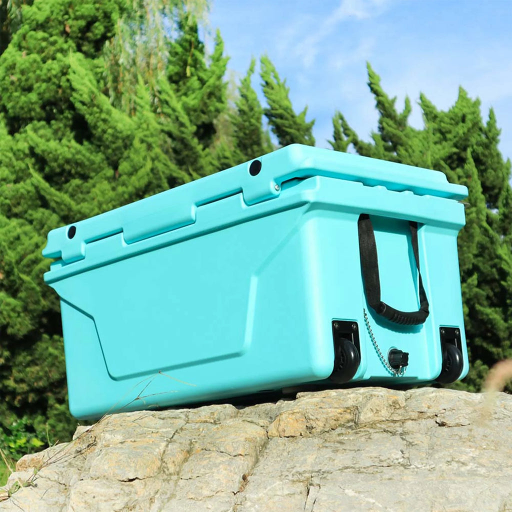 Segmart 65QT Hard Insulated Portable Cooler for Camping, Ultra-Light Insulated Ice Chest Box with 2 Wheels, Leak-Proof Cooler for Drink, Beverage, Beach, Camping, Picnic, Barbecue, Khaki