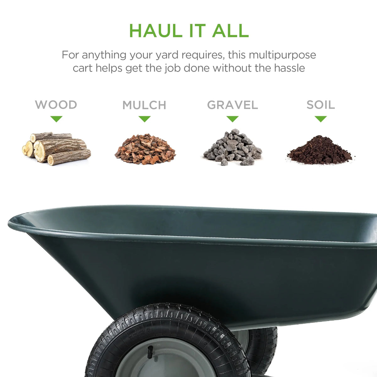 2026 NewBest Choice Products Dual-Wheel Home Wheelbarrow Yard Garden Cart for Lawn, Construction - Green